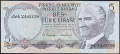 6.EMİSYON 2.TERTİP 5 LİRA J84 246038 ÇÇT ÇİLALTI