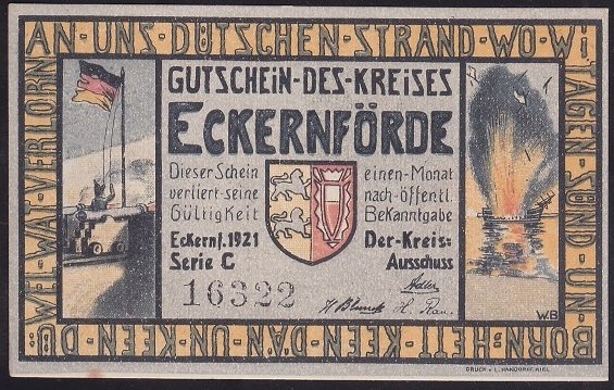 ALMANYA  1 MARK NOTGELD  1921 ÇİL