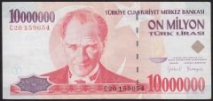 7.Emisyon 10 000 000 Lira C20 159654 Çok Temiz+