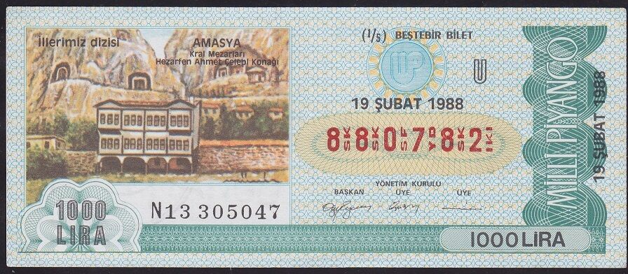 1988 19 Şubat Beşte Bir Bilet - U Serisi