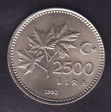 1992 Yılı 2500 Lira
