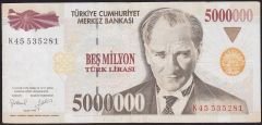 7.Emisyon 5 000 000 Lira K45 535281 Çok Temiz