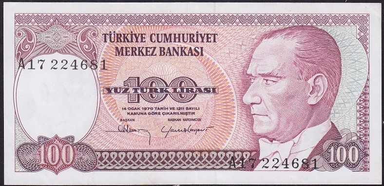 7.Emisyon 1.Tertip 100 Lira A17 224681 Çilaltı