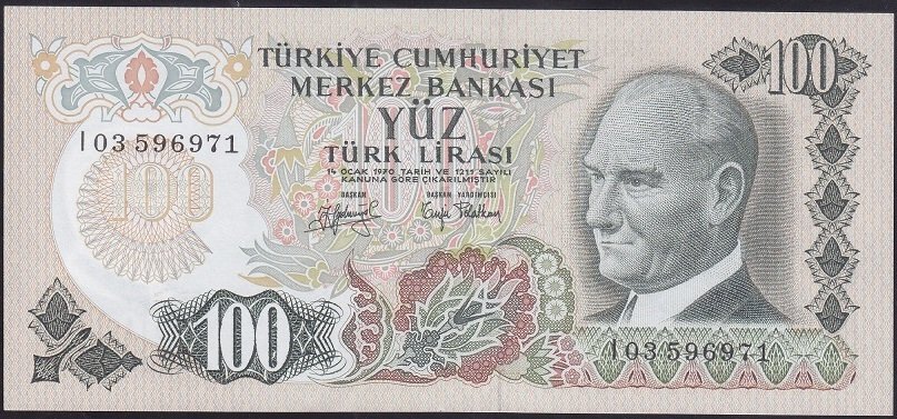 6.EMİSYON 2.TERTİP 100 LİRA I03 596971 ÇİLALTI