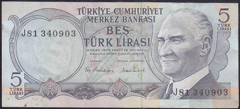 6.EMİSYON 2.TERTİP 5 LİRA J81 340903 ÇÇT