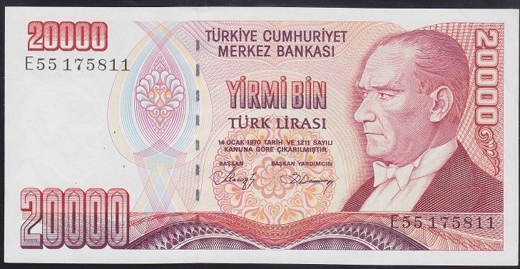 7.EMİSYON 1.TERTİP 20000 LİRA E55 175811 ÇİLALTI ÇİL