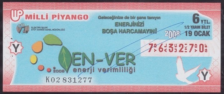 2008 19 OCAK YARIM BİLET Y SERİSİ