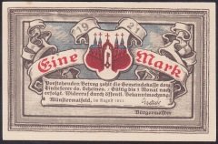 ALMANYA  1 MARK NOTGELD  1921 ÇİL
