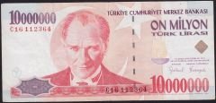 7.Emisyon 10 000 000 Lira C16 112364 Çok Temiz+