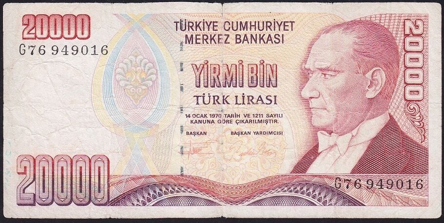 7.Emisyon 2.Tertip 20000 Lira G76 949016 Temiz