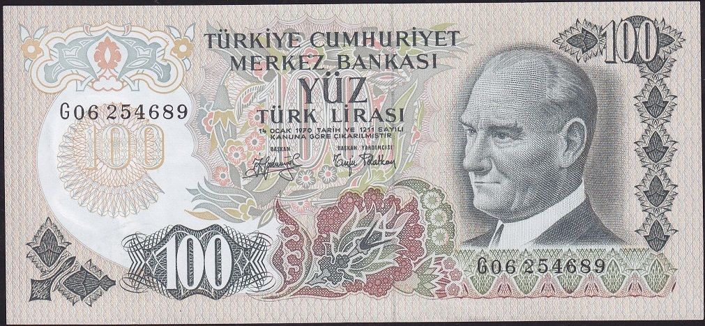 6.Emisyon 2.Tertip 100 Lira G06 254689 Çok Çok Temiz+