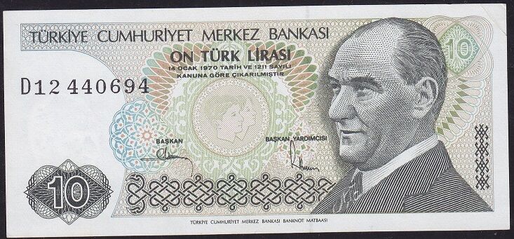 7.Emisyon 2.Tertip 10 Lira D12 440694 Çilaltı Çil