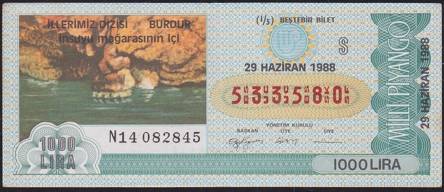 1988 29 Haziran Beşte Bir Bilet - S Serisi