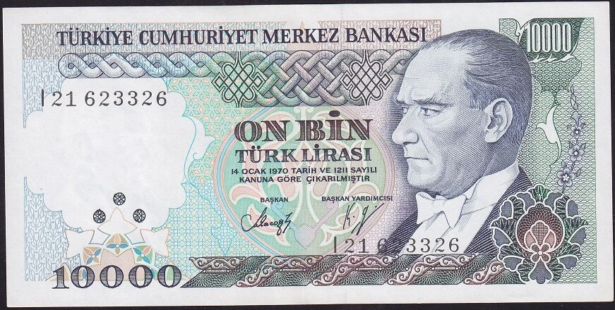 7.Emisyon 4.Tertip 10000 Lira I21 623326 Çok Çok Temiz+ ( Blok Radar )