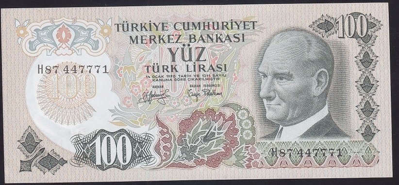 6.EMİSYON 2.TERTİP 100 LİRA H87 447771 ÇİLALTI ÇİL