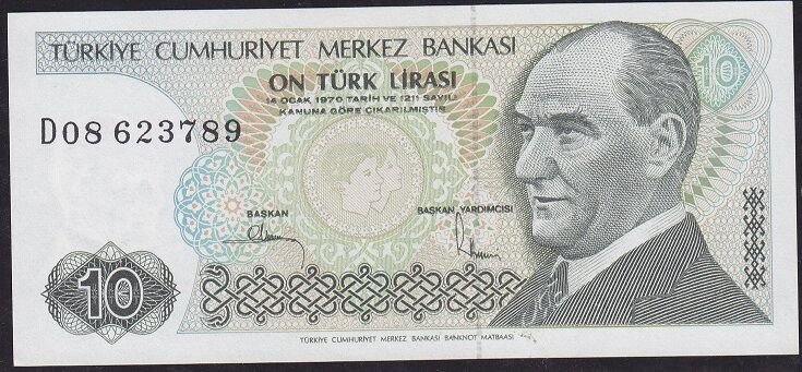 7.Emisyon 2.Tertip 10 Lira D08 623789 Çil