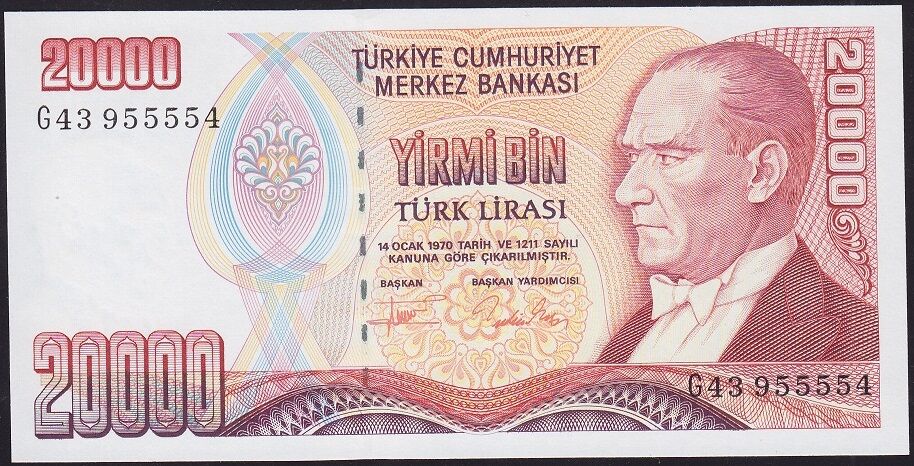 7.Emisyon 2.Tertip 20000 Lira G43 955554 Çil