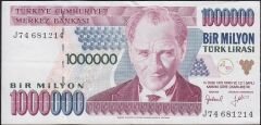 7.Emisyon 2.Tertip 1 000 000 Lira J74 681214 Çok Temiz+