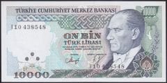 7.Emisyon 4.Tertip 10000 Lira I10 438548 Çil Sarı Kağıt
