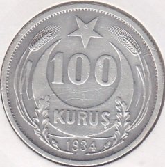 1934 YILI 100 KURUŞ GÜMÜŞ