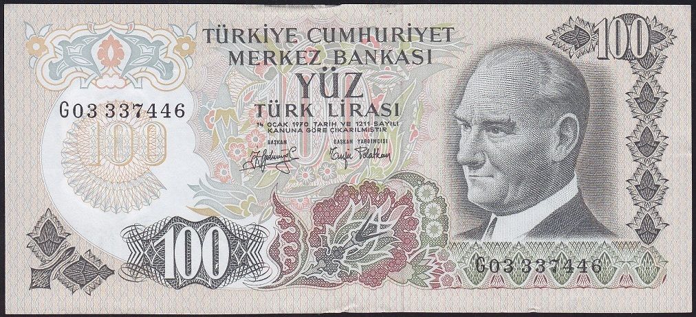 6.Emisyon 2.Tertip 100 Lira G03 337446 Çok Çok Temiz+