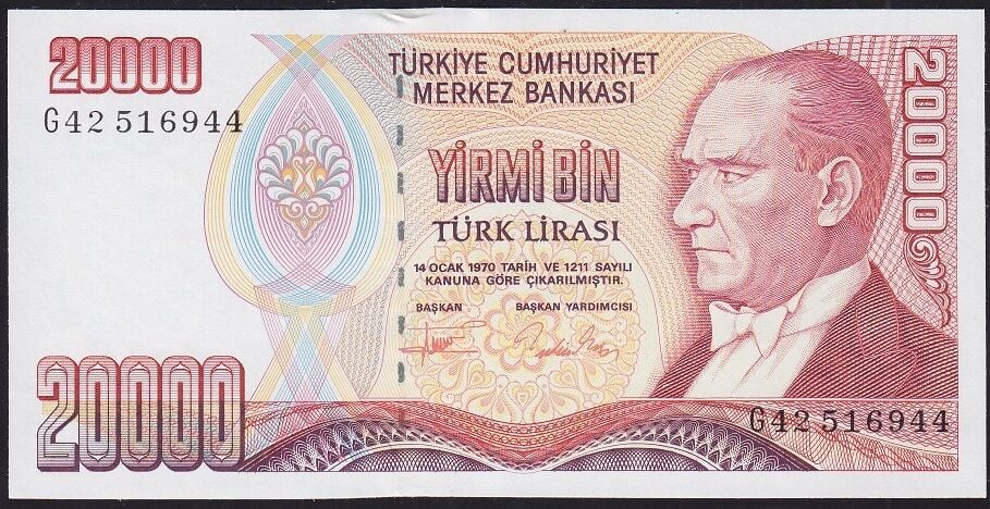 7.Emisyon 2.Tertip 20000 Lira G42 516944 Çil