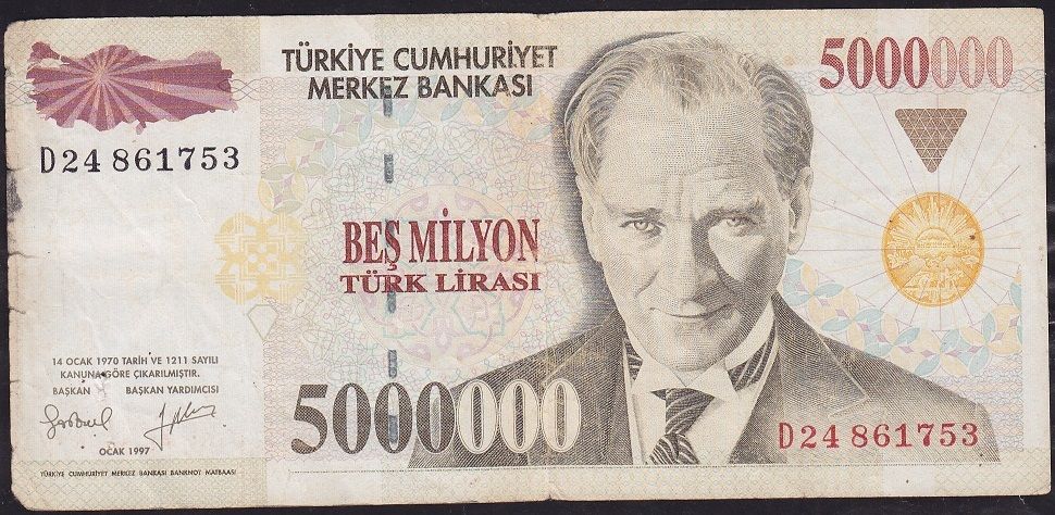 7.Emisyon 5 000 000 Lira D24 861753 Temiz