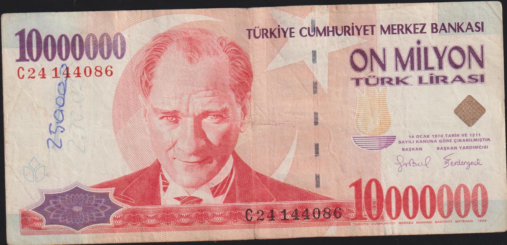 7.Emisyon 10 000 000 Lira C24 144086 Temiz