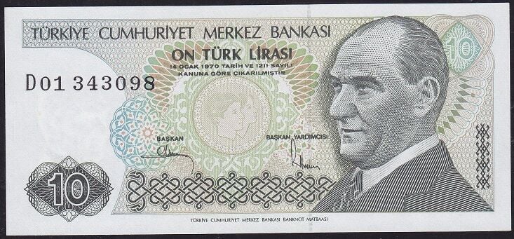 7.Emisyon 2.Tertip 10 Lira D01 343098 Çil
