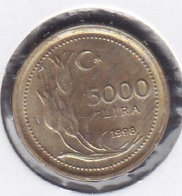 1998 Yılı 5000 Lira Çialtı Çil İnce Baskı