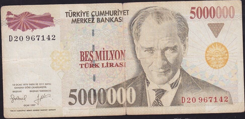 7.Emisyon 5 000 000 Lira D20 967142 Temiz