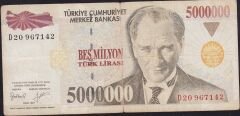 7.Emisyon 5 000 000 Lira D20 967142 Temiz