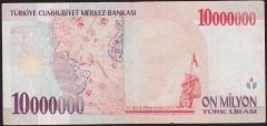 7.Emisyon 10 000 000 Lira C08 613624 Çok Temiz