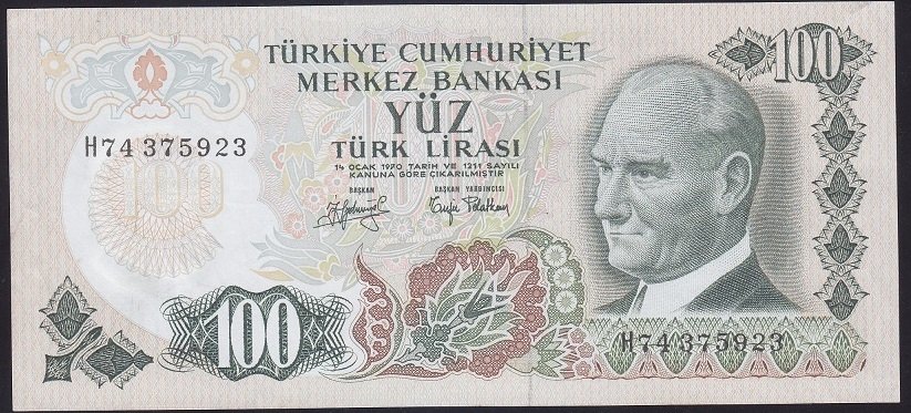 6.EMİSYON 2.TERTİP 100 LİRA H74 375923 ÇÇT +