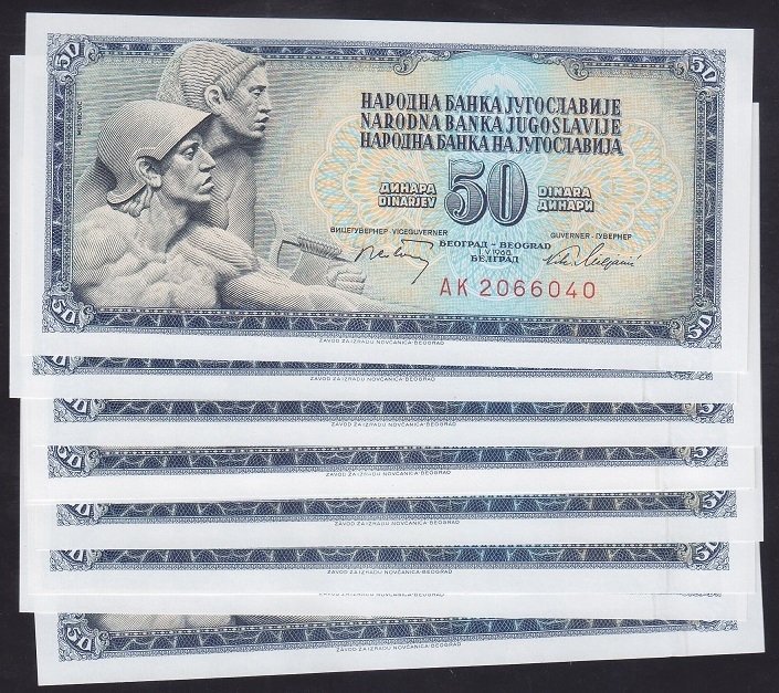 YUGOSLAVYA 50 DİNAR 1968 ÇİLALTI ÇİL - 10 ADET SERİ TAKİPLİ