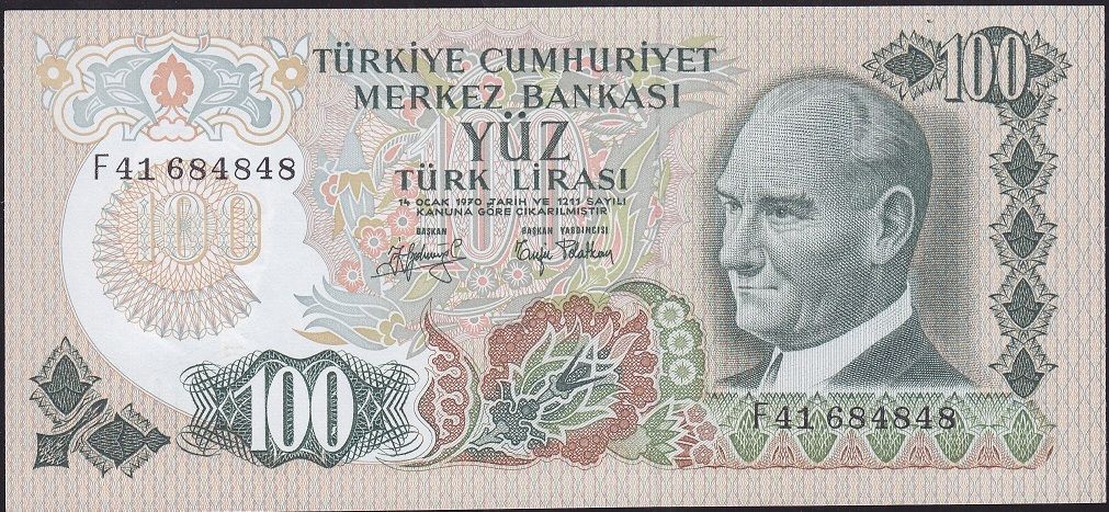 6.Emisyon 2.Tertip 100 Lira F41 684848 Çilaltı Çil