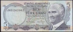 6.EMİSYON 2.TERTİP 5 LİRA J63 242062 ÇÇT ÇİLALTI