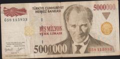 7.Emisyon 5 000 000 Lira G58 115933 Çok Temiz