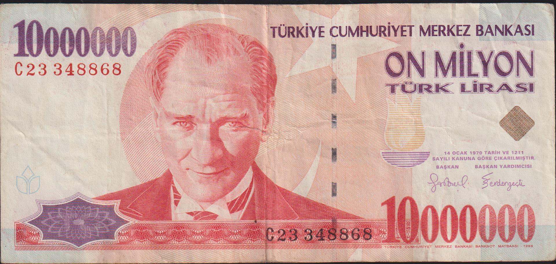 7.Emisyon 10 000 000 Lira C23 348868 Çok Temiz