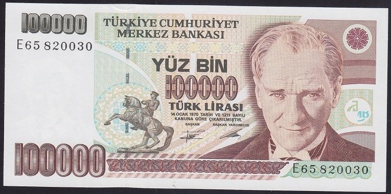 7.EMİSYON 2.TERTİP 100000 LİRA E65 820030 ÇİLALTI