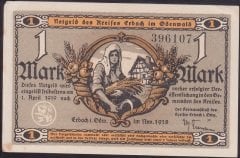 ALMANYA  1 MARK NOTGELD  1919 ÇİLALTI ÇİL