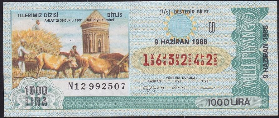 1988 9 Haziran Beşte Bir Bilet - U Serisi