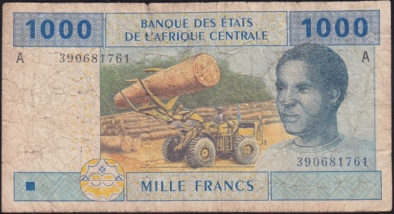 Central African States 1000 Frank 2002 Temiz (A) Pick 407A Gabon