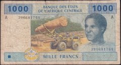Central African States 1000 Frank 2002 Temiz (A) Pick 407A Gabon