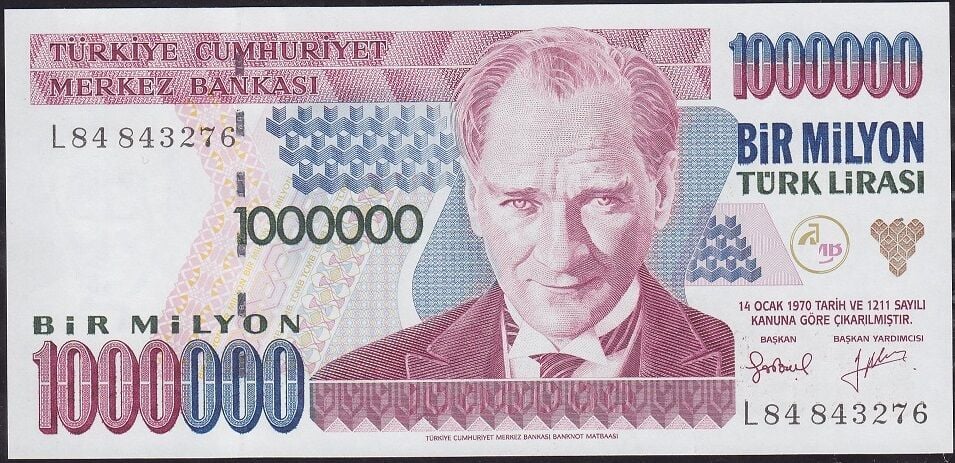 7.Emisyon 2.Tertip 1 000 000 Lira L84 843276 Çil