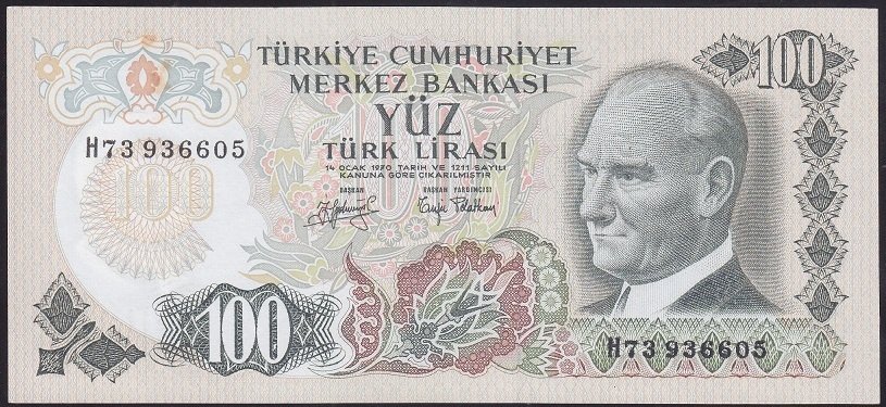 6.EMİSYON 2.TERTİP 100 LİRA H73 936605 ÇİLALTI ÇİL