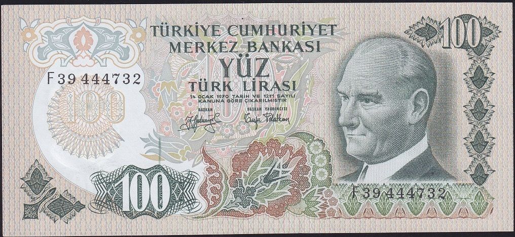 6.Emisyon 2.Tertip 100 Lira F39 444732 Çilaltı