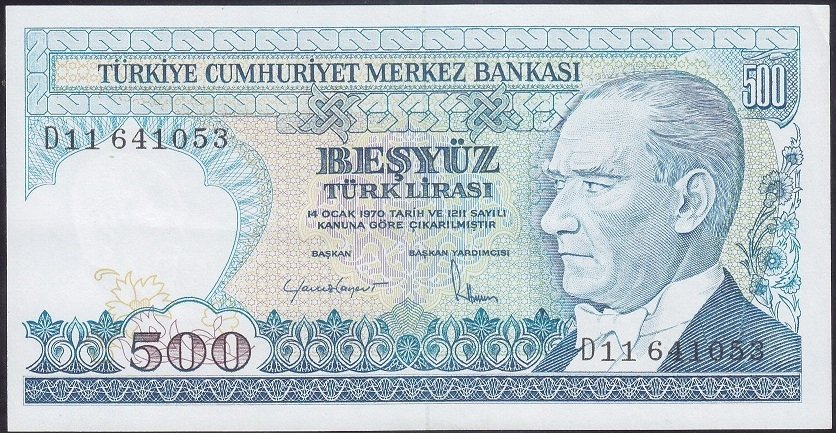 7.EMİSYON 2.TERTİP 500 LİRA D11 641053 ÇÇT + eski kağıt para değerleri