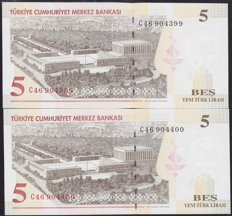 8.EMİSYON 5 YTL C46 904399 - 400 ÇİLALTI ÇİL SERİ TAKİPLİ 2 ADET