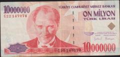 7.Emisyon 10 000 000 Lira C22 147074 Çok Temiz+